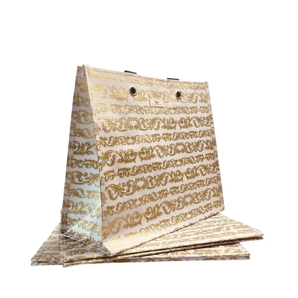 SCOUT Large Size Reusable Gift Bag Set (Set of 3) in Gold and White
